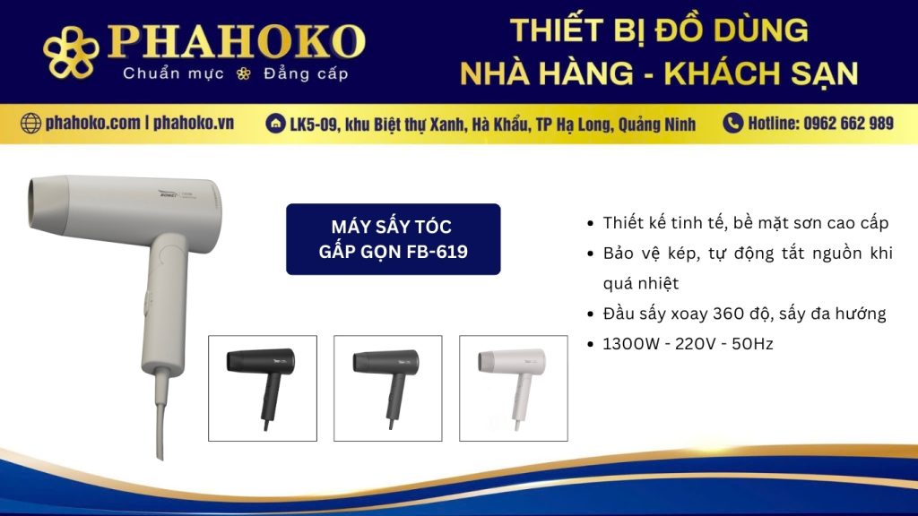 Máy sấy tóc gấp gọn thương hiệu Bowei, mã FB-619
